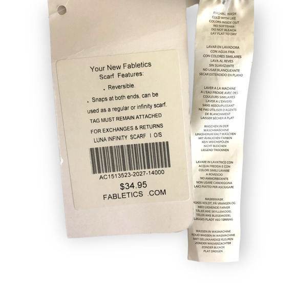 Fabletics New Luna Reversible Infinity Scarf Black Blue Gray Swirl Print - Picture 3 of 9